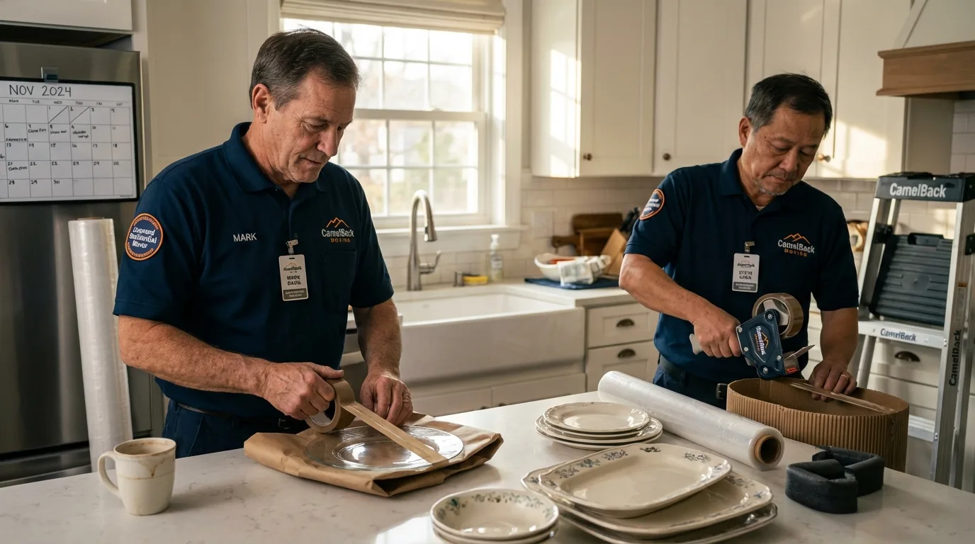 Professional crew packing kitchen dishware in Cathedral City, CA